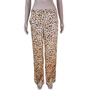 Zara Leopard Print‎ High Waisted Wide Leg Pants Summer Satin Pants Size XS